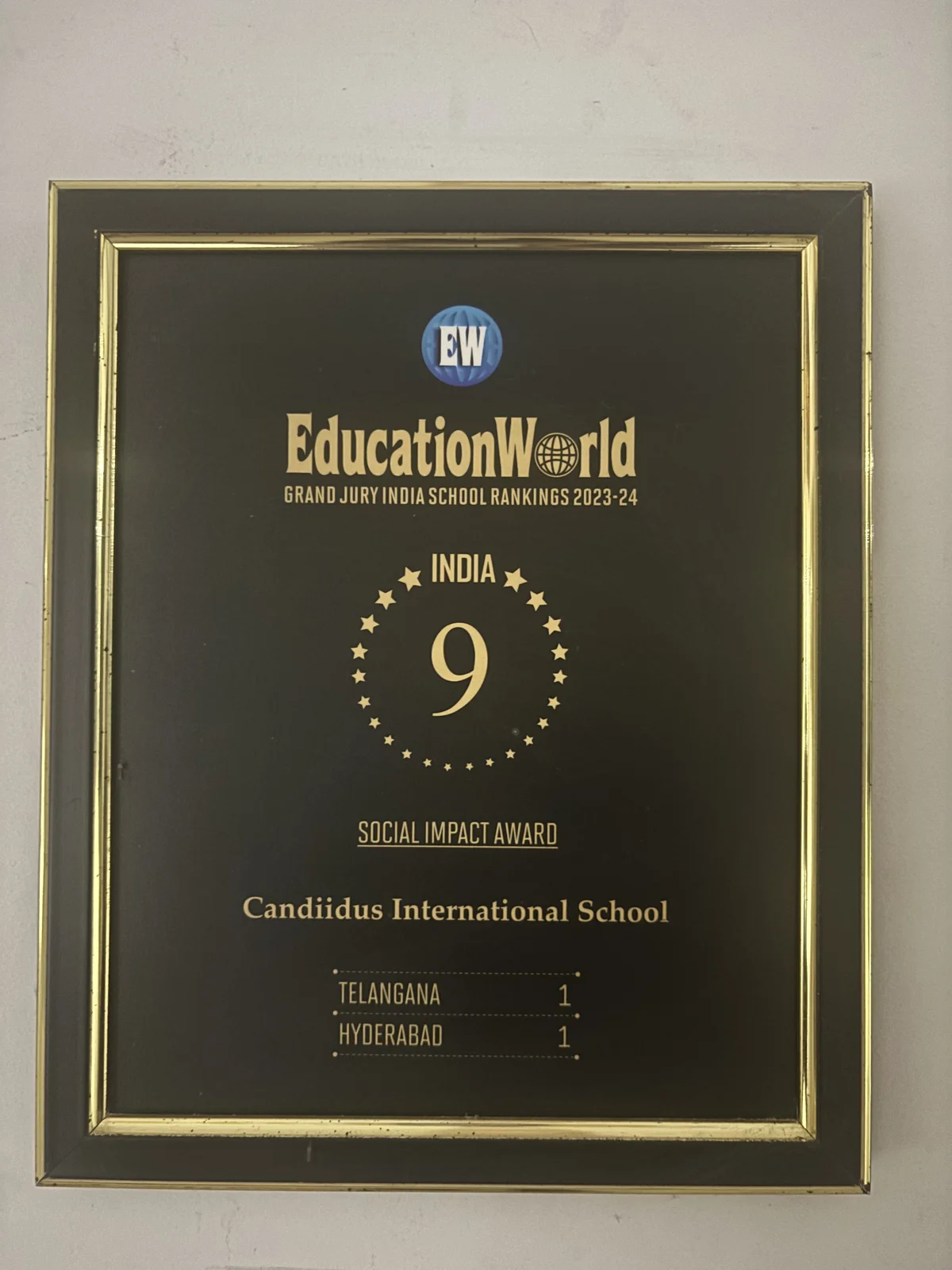 Social Impact Award — Ranked #1 in Telangana & Hyderabad, #9 in India
